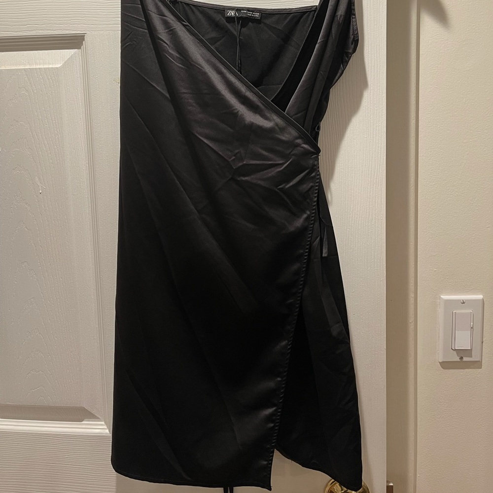 Zara black wrap slip